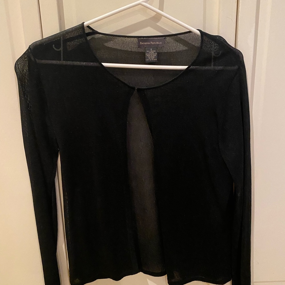 Banana Republic sheer black cardigan, size Small. Perfect for dressy occasions.